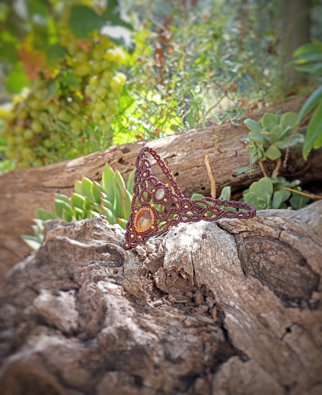 Gargantilla Amara con Prehnita y Ámbar (Pieza única)