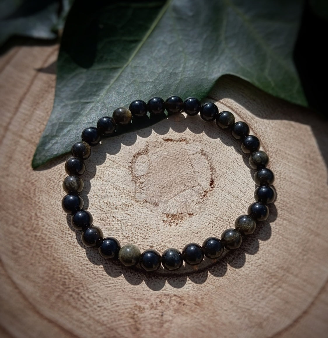 Pulsera de Obsidiana Dorada (6 mm): Luz en la Profundidad