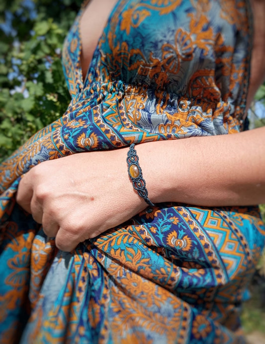 Pulsera Fine (verde elegante) con Ojo de Tigre