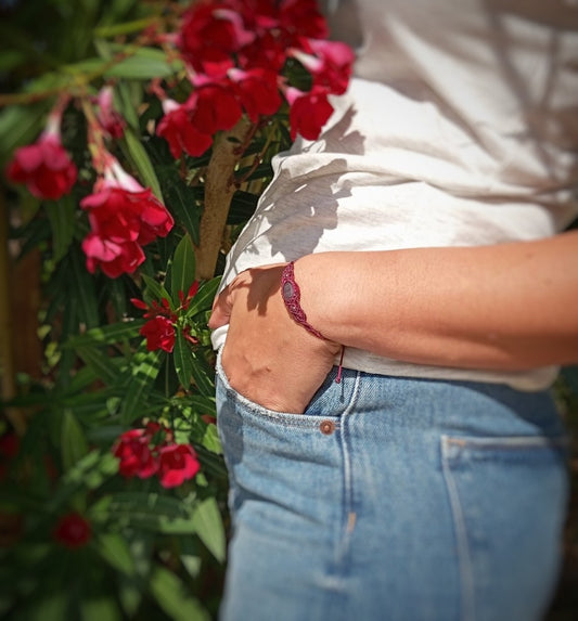 Pulsera Fine (Burdeos) con Amatista