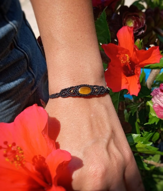 Pulsera Fine (Negro) con Ojo de Tigre