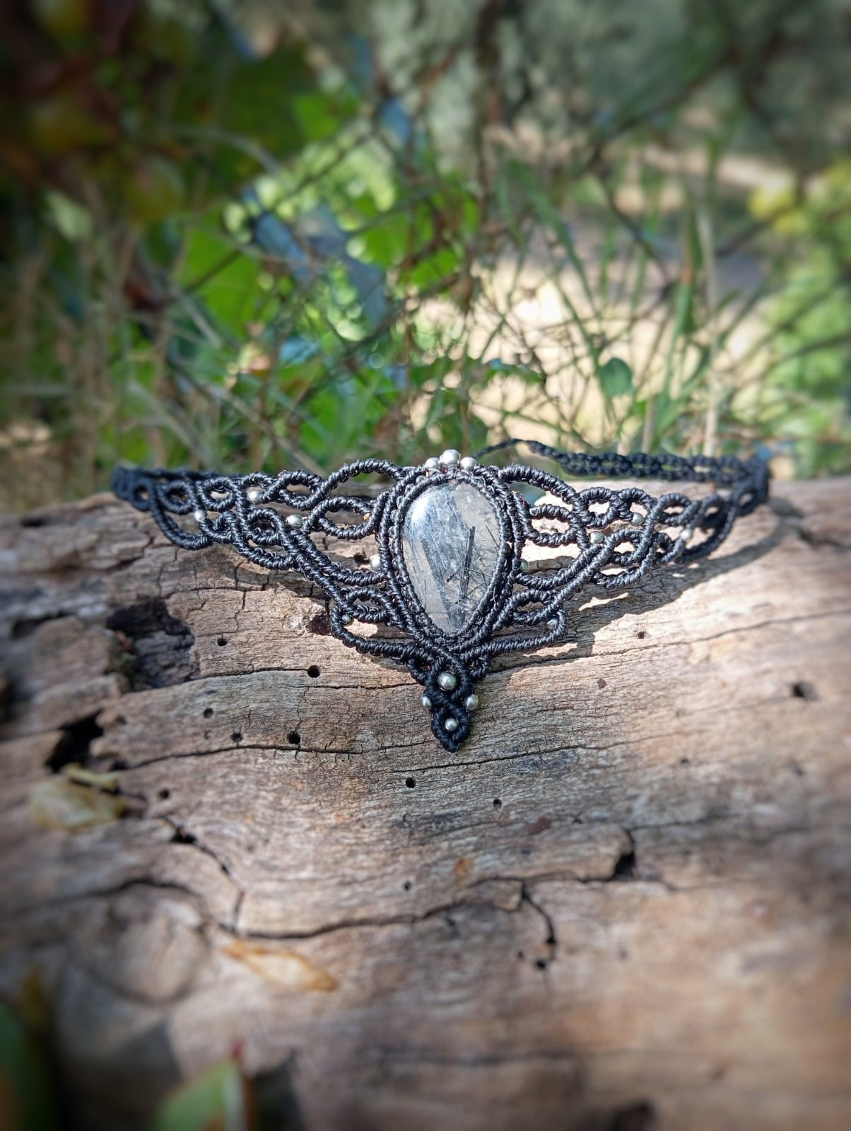 Gargantilla con Cuarzo Turmalinado (Pieza única)