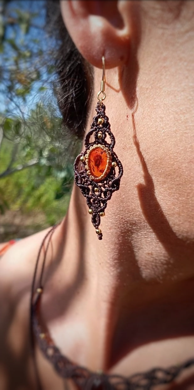 Pendientes Amara con Ámbar (Pieza única)