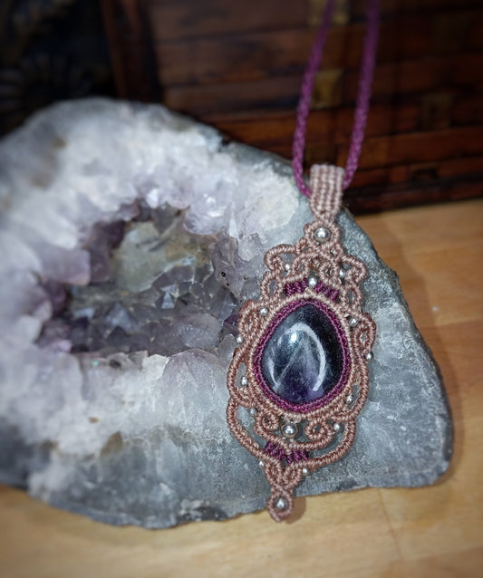 Colgante con Amatista Chevrón (Pieza Única)