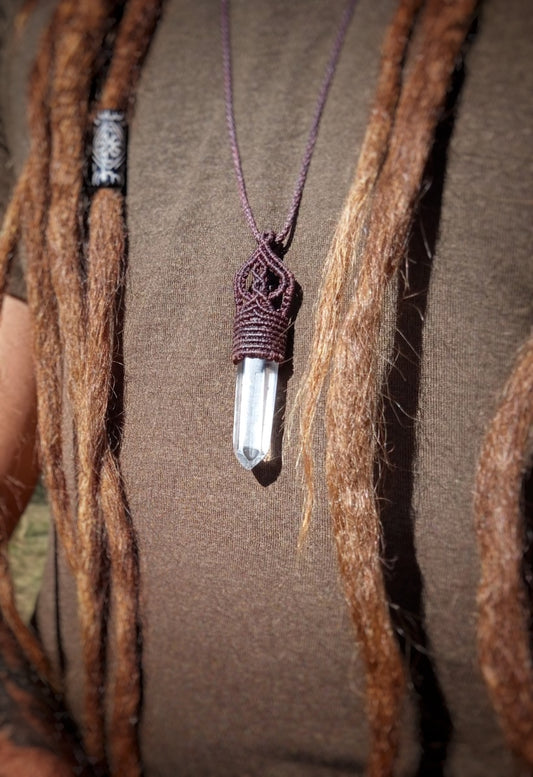 Colgante Punta de Cuarzo (Pieza Única) Marrón chocolate