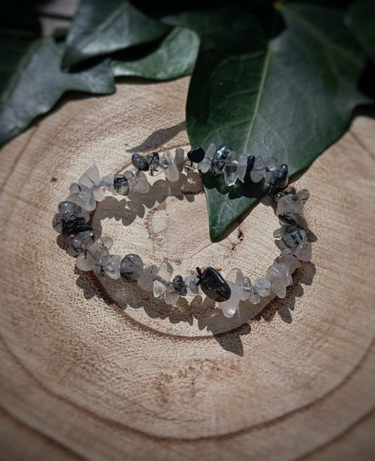 Pulsera de Chips Cuarzo Turmalinado Claridad y protección