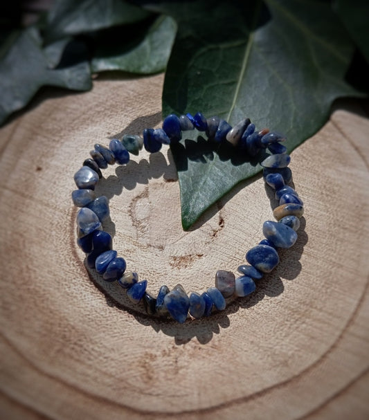 Pulsera de Chips Sodalita; Paz Mental