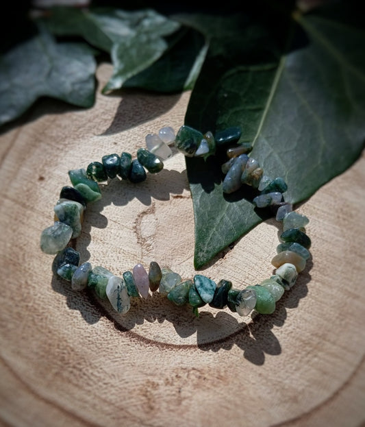 Pulsera de Chips Ágata Musgo : conexión y equilibrio.