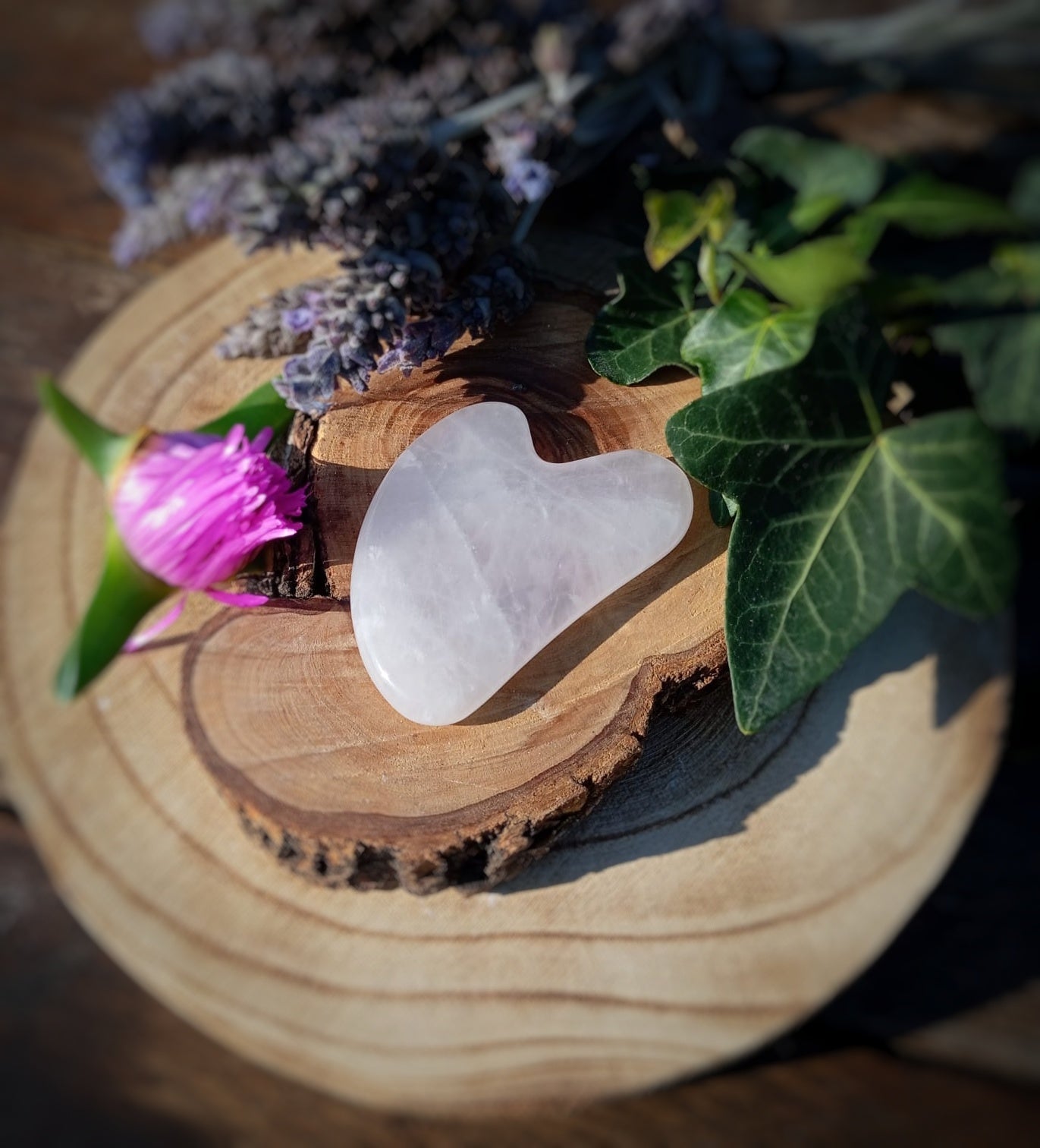 🩷 Mini Gua Sha de Cuarzo Rosa