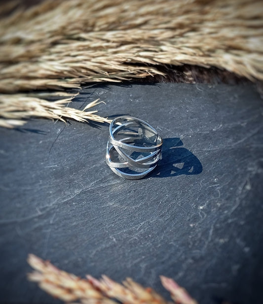 Anillo Cruzado Minimalista de Acero