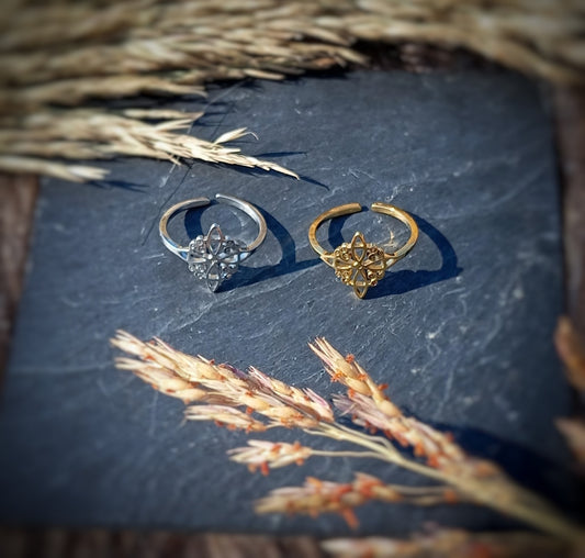 Anillo de acero Nudo de Bruja