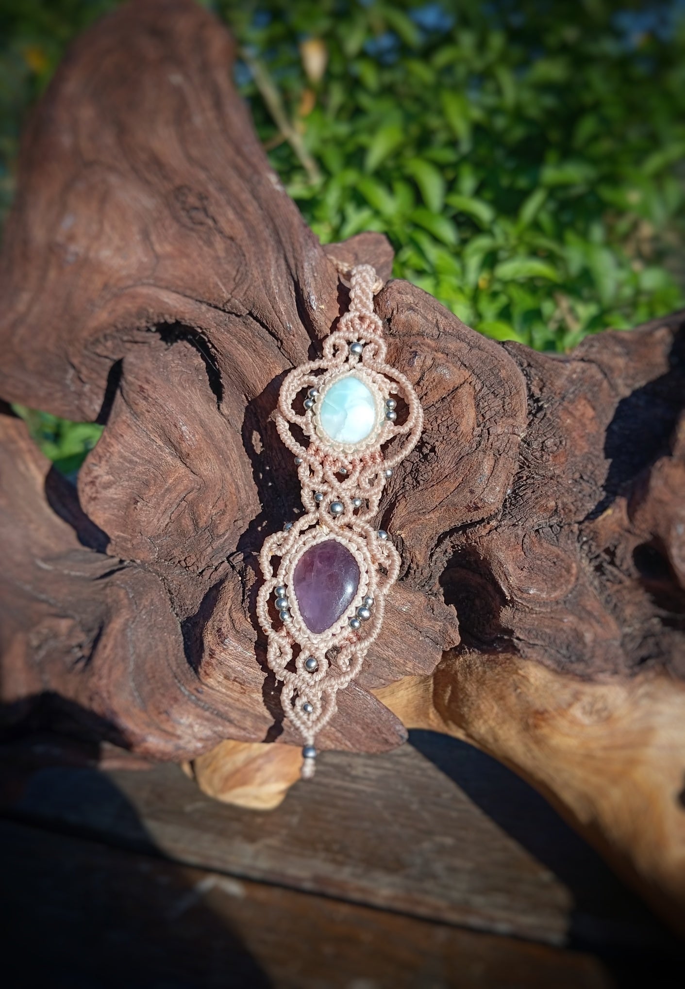 NOVEDAD  Colgante Calma con Larimar y Amatista (Pieza única)
