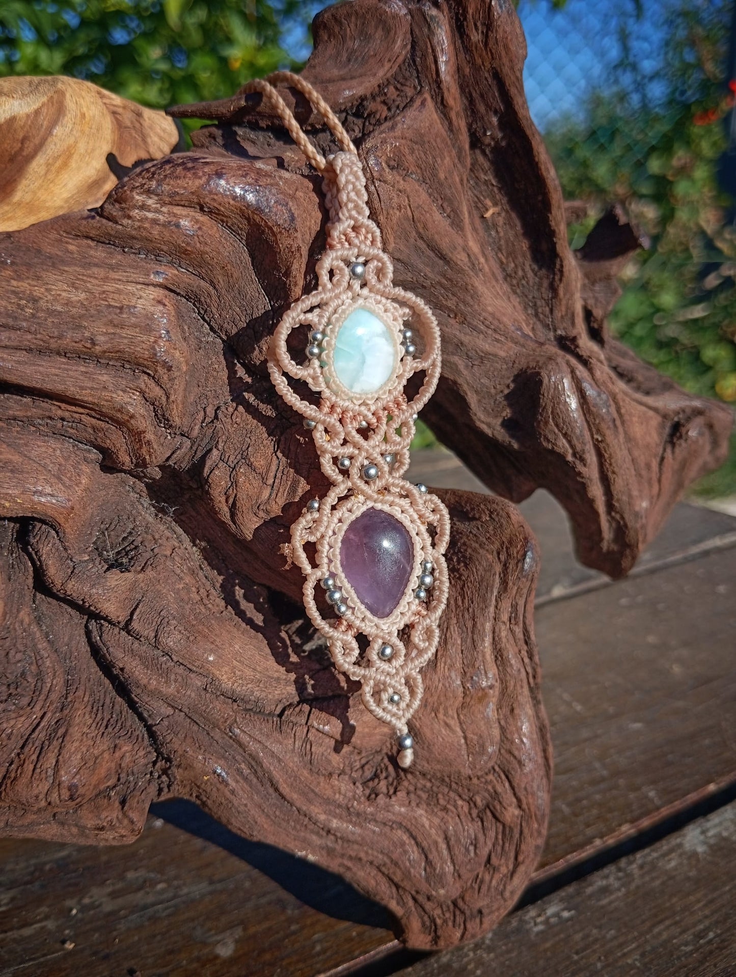 NOVEDAD  Colgante Calma con Larimar y Amatista (Pieza única)
