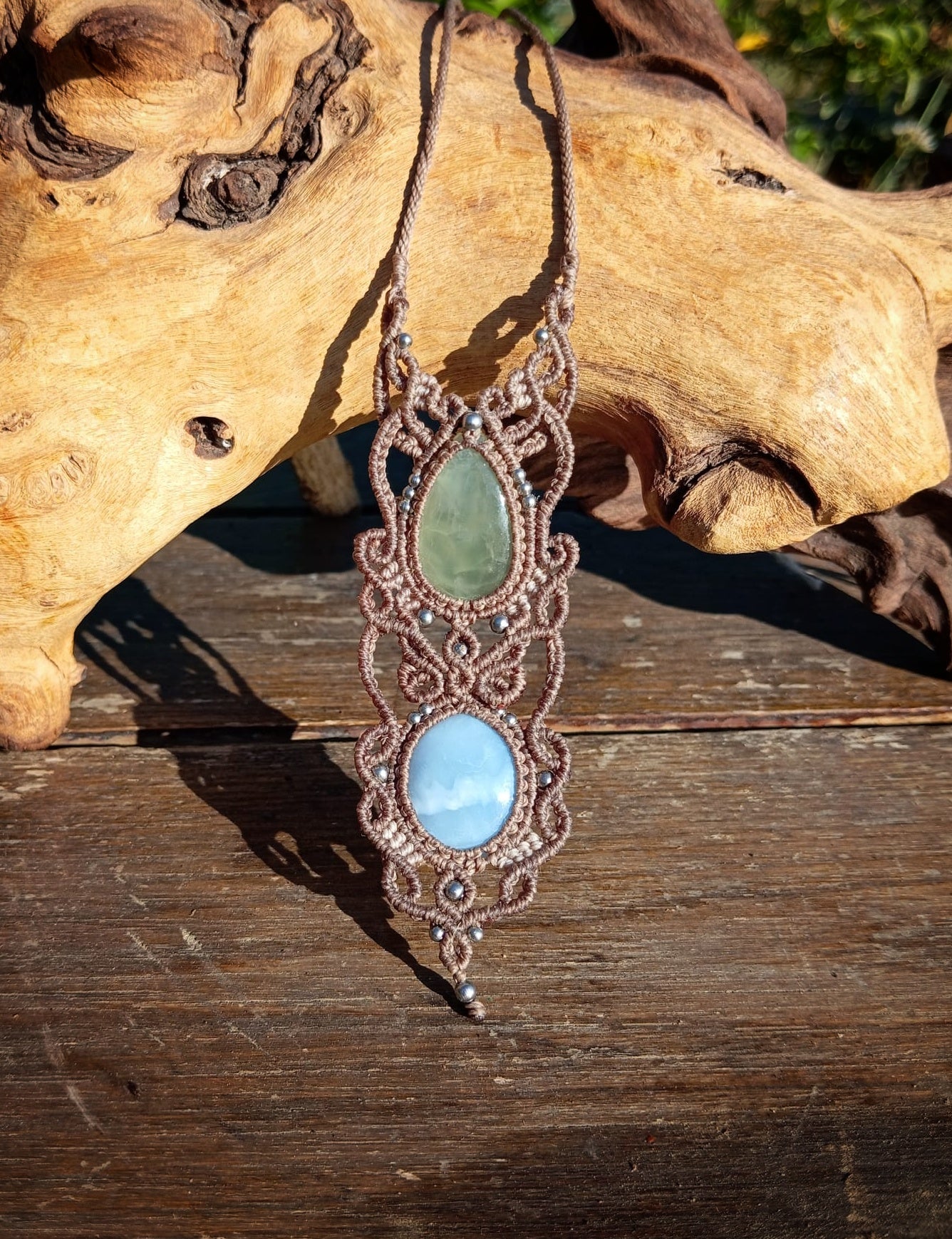 NOVEDAD  Colgante Siure con Prehnita y Ópalo Azul (Pieza única)
