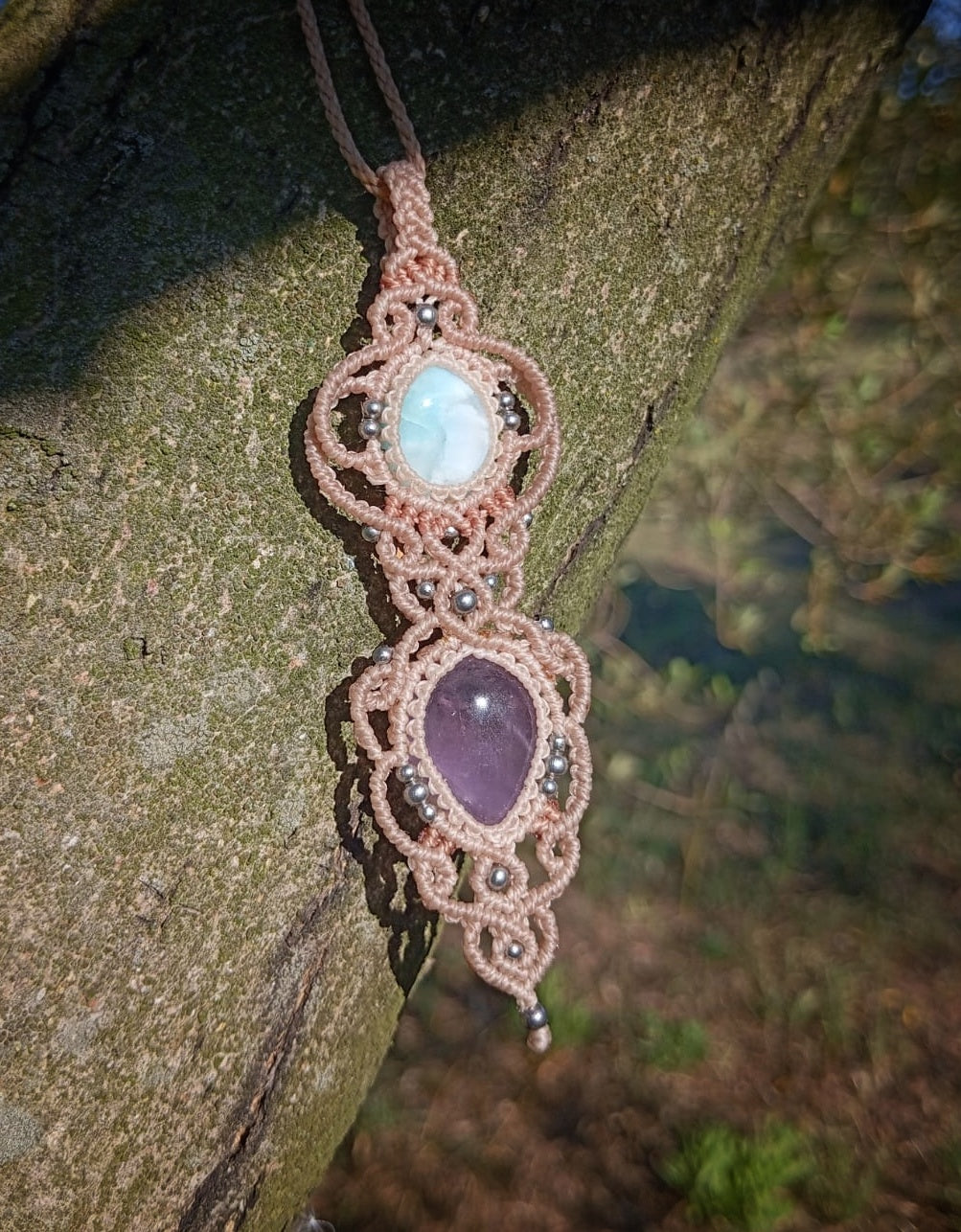 NOVEDAD  Colgante Calma con Larimar y Amatista (Pieza única)