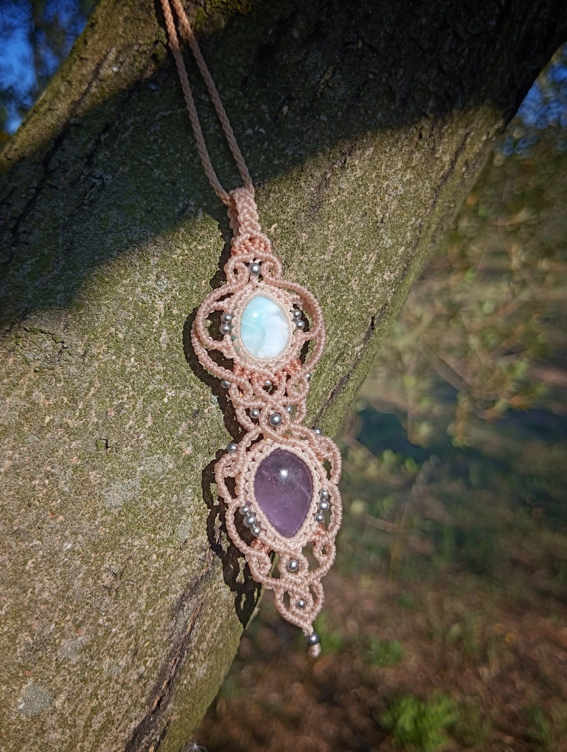 NOVEDAD  Colgante Calma con Larimar y Amatista (Pieza única)