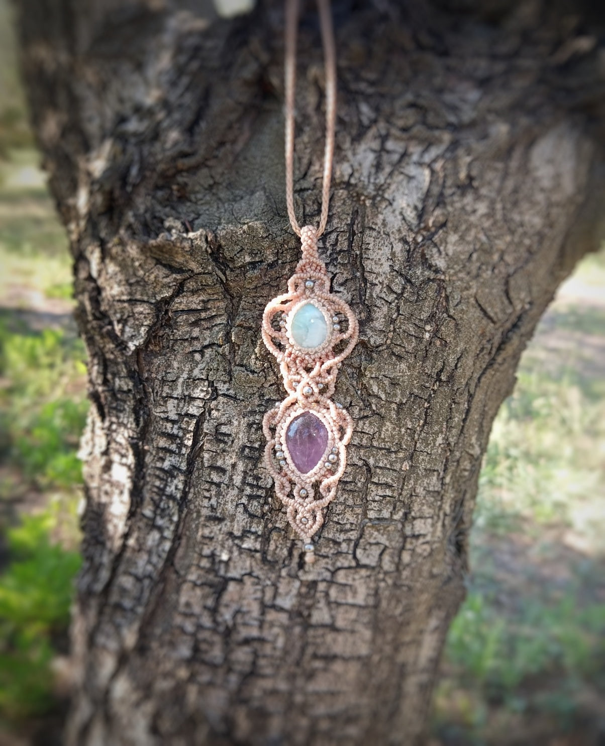 NOVEDAD  Colgante Calma con Larimar y Amatista (Pieza única)