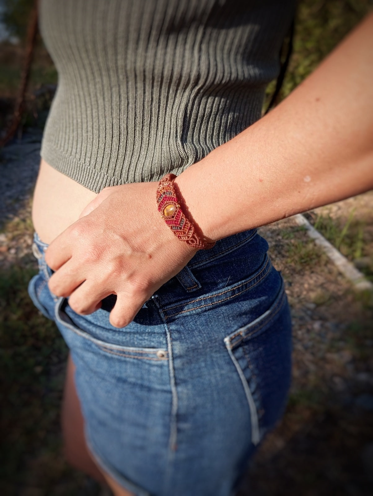 NOVEDAD  Pulsera Boho con Ojo de Tigre (Pieza única)